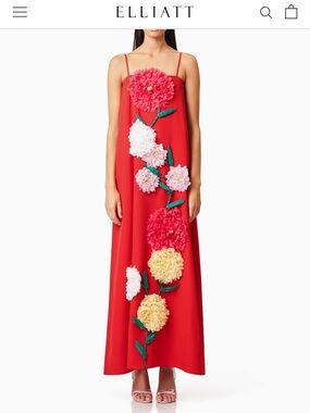 Elliatt | Dresses | New Elliatt Emelia Floral Appliqu Pleated Georgette  Halter Maxi Dress In Ivory | Poshmark